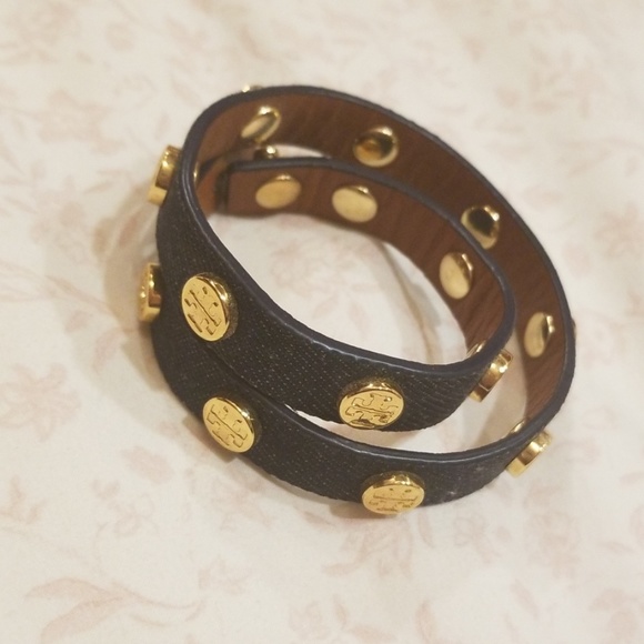 Tory Burch Jewelry - Tory Burch Leather Wrap Bracelet Denim Gold Tory Burch Jewelry - Tory Burch Leather Wrap Bracelet Denim Gold